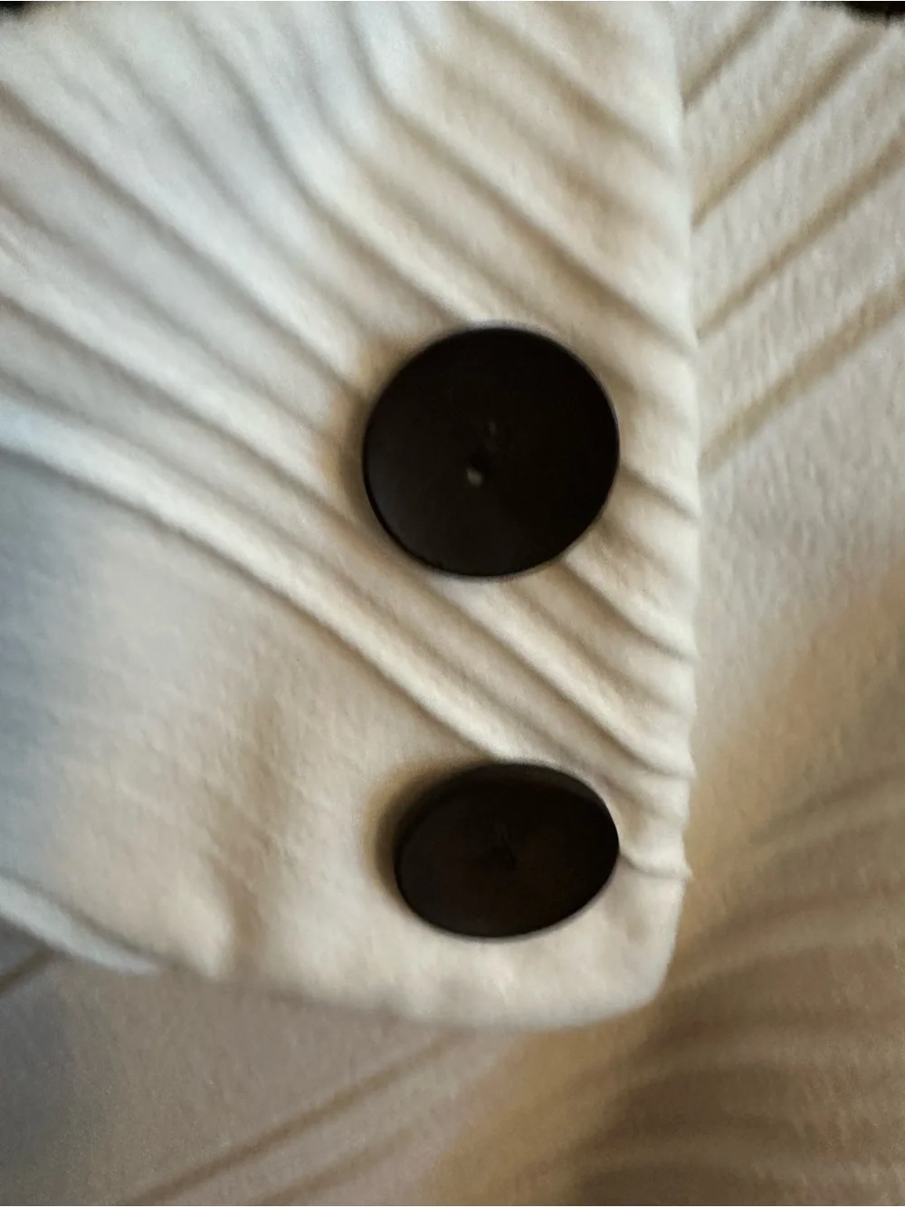Le Mode Cream Fleece Poncho Cape Wrap Textured Button Cowl Neck One Size Cottage